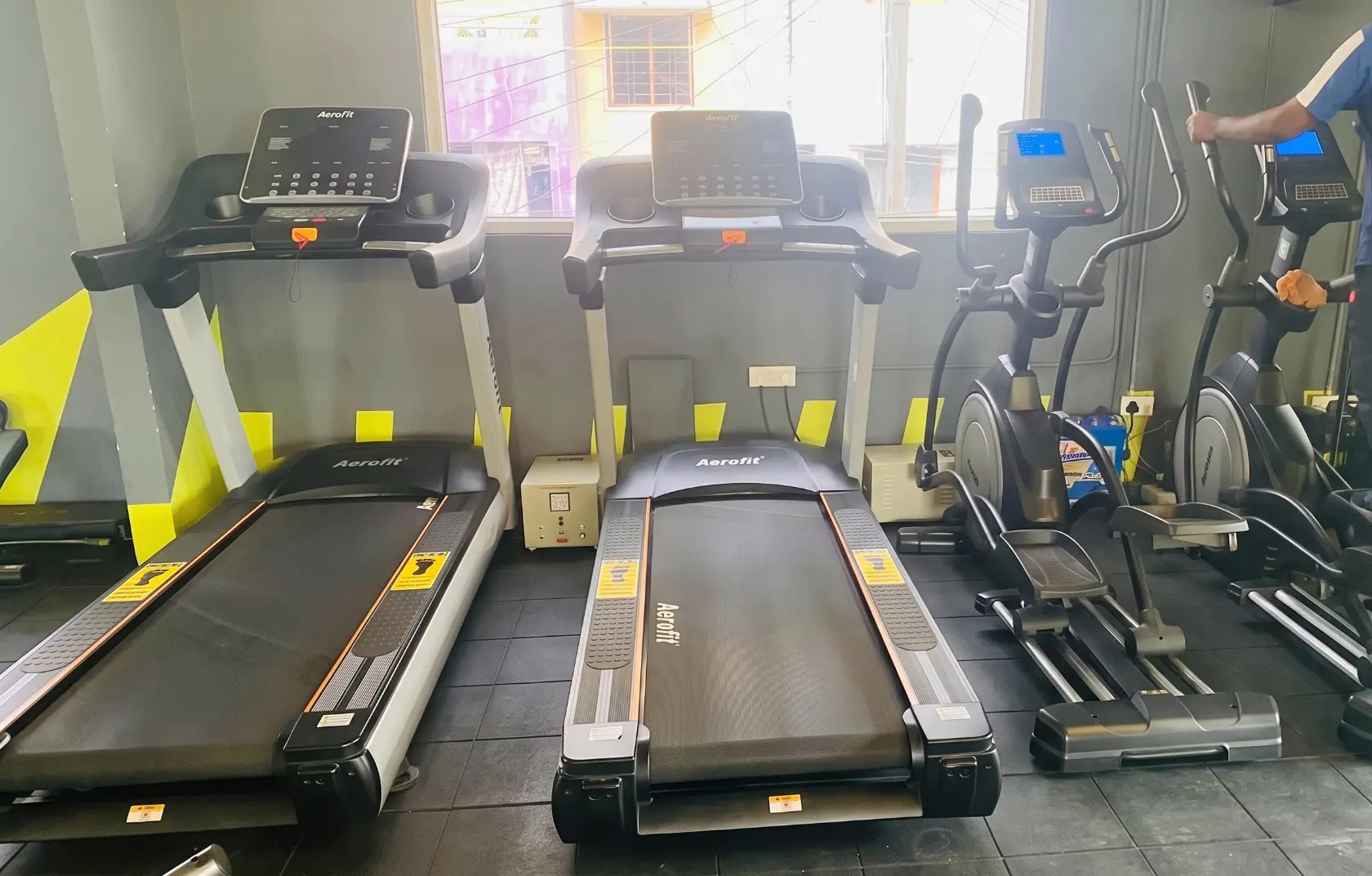 Treadmills and cross trainers on the ground floor cardio zone